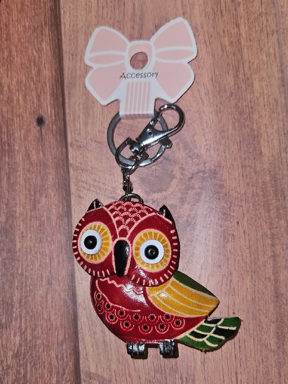 Leather 3d Owl Keychain New